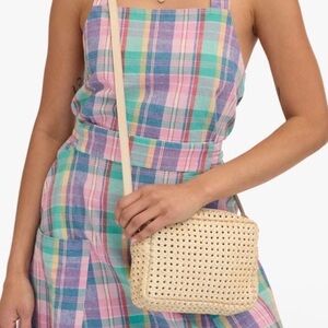 Clare V Midi Sac crossbody bag in Cream Rattan